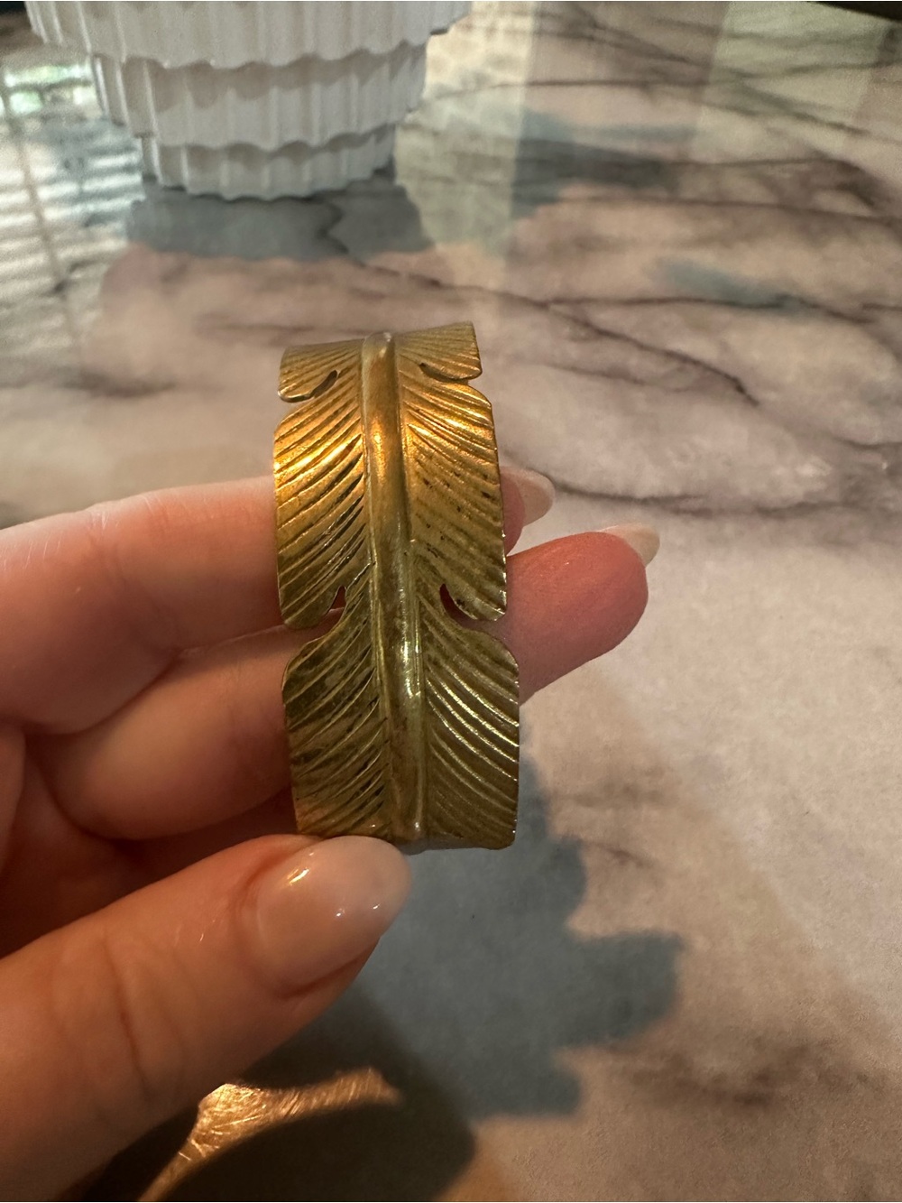Gold Feather Cuff Bracelet
